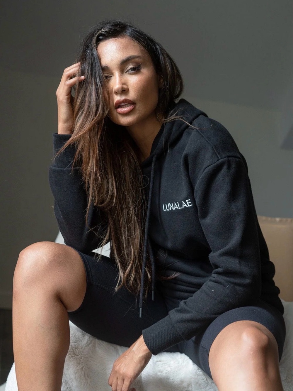 Women's Lunalae Black Logo Hoodie - 100% cotton fleece & biodegradable